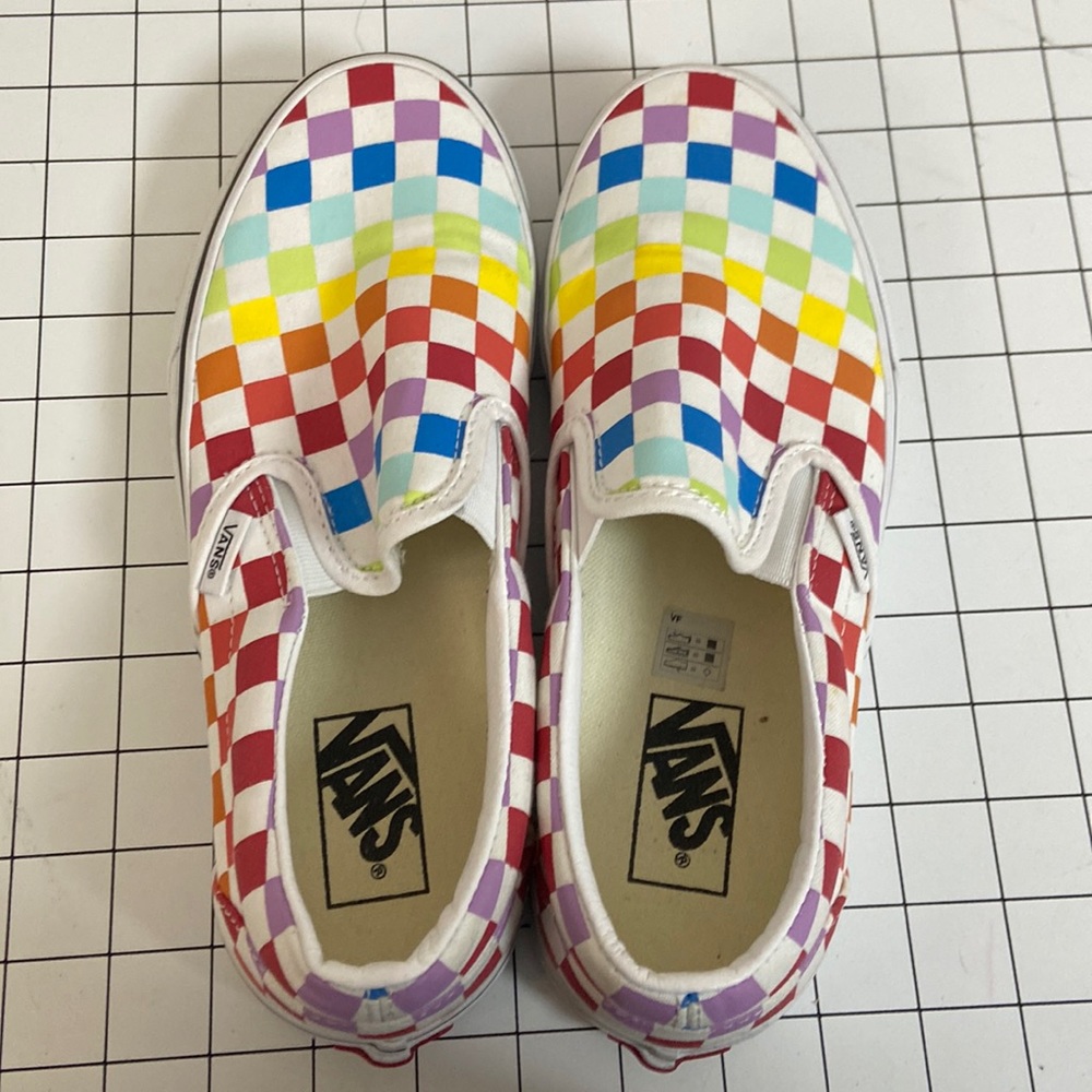 VANS rainbow checker sneakers, size 8.0